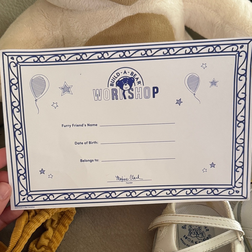 Build a bear stuffed animal+Pink Sandals+white shoes+dress and certificate - Picture 5 of 5